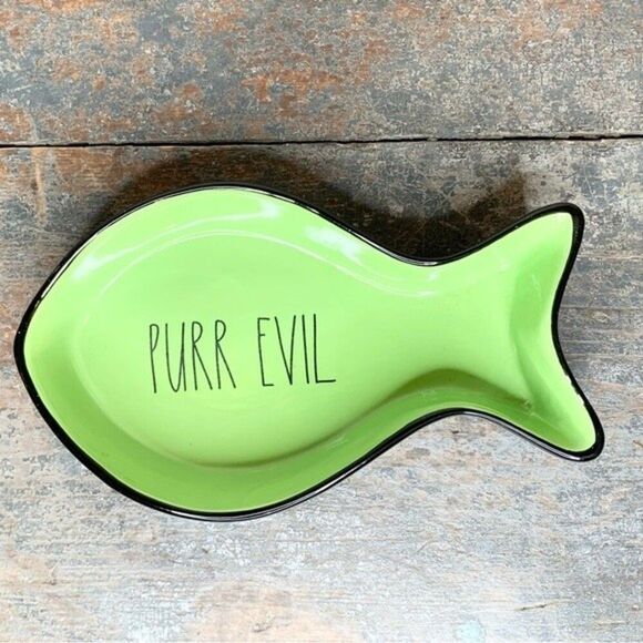 New In Box Rae Dunn Purr Evil Ceramic Cat Pet Feeding Bowl NIB - Picture 2 of 8